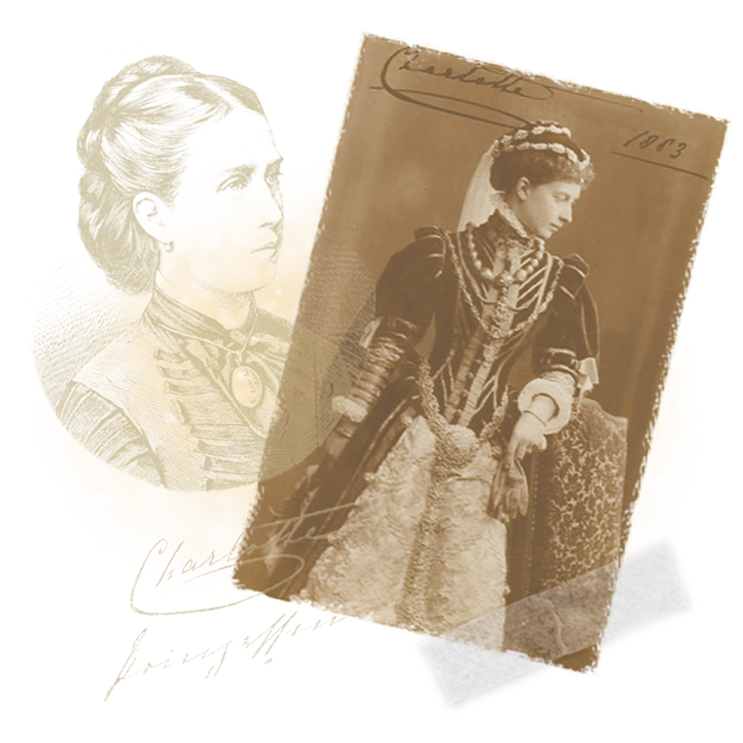 Herzogin Charlotte nebst Wappen und Krone